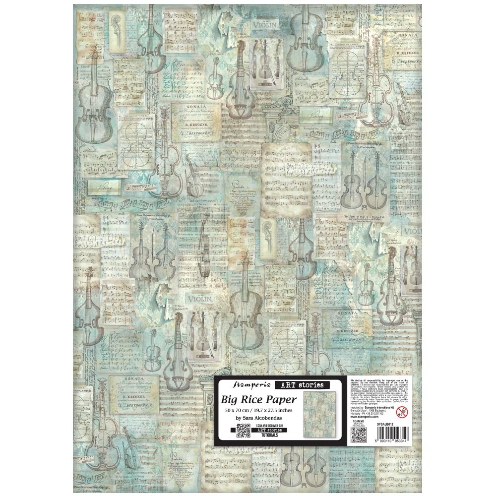 Stamperia Printed Rice paper for Art and Craft cm 50X70 - Symphony music pattern