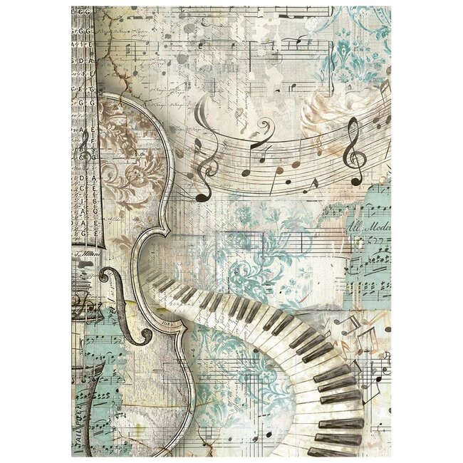 Stamperia Printed 8 Rice paper A6 backgrounds selection for Art and Craft - Symphony