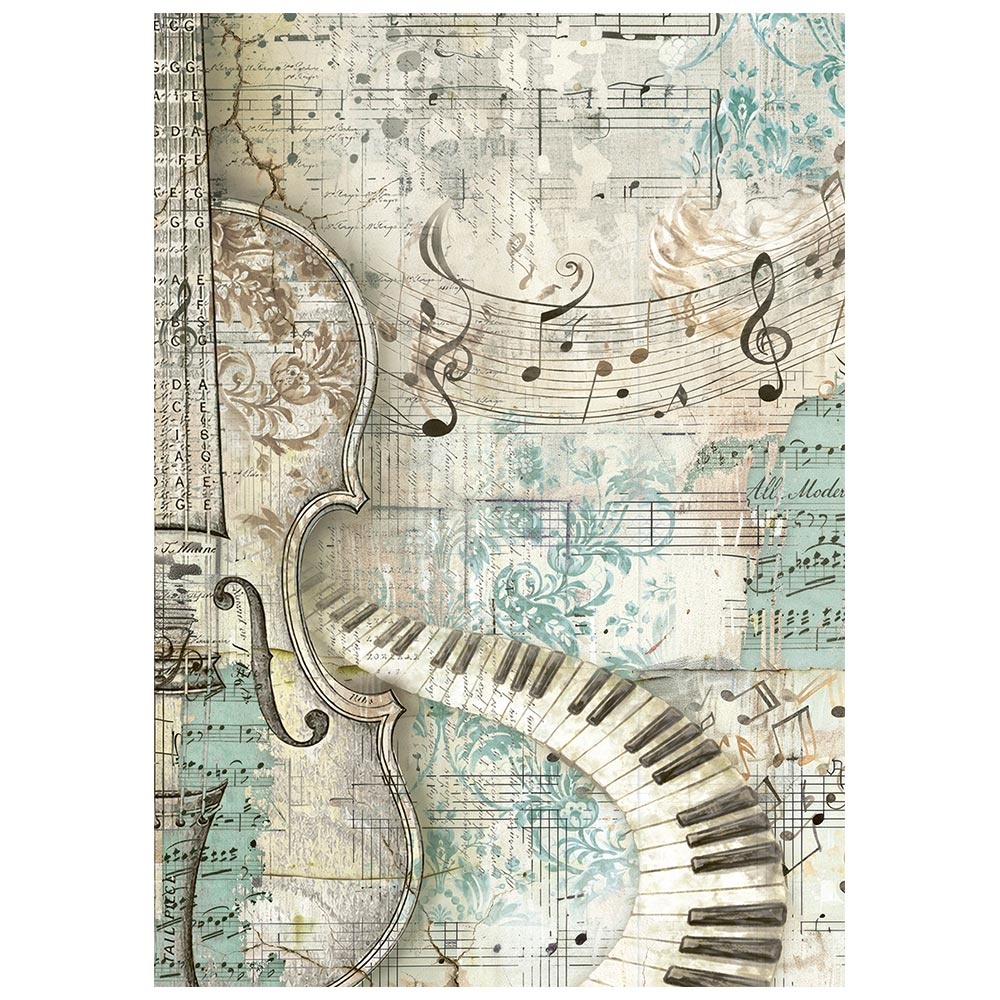 Stamperia Printed 8 Rice paper A6 backgrounds selection for Art and Craft - Symphony