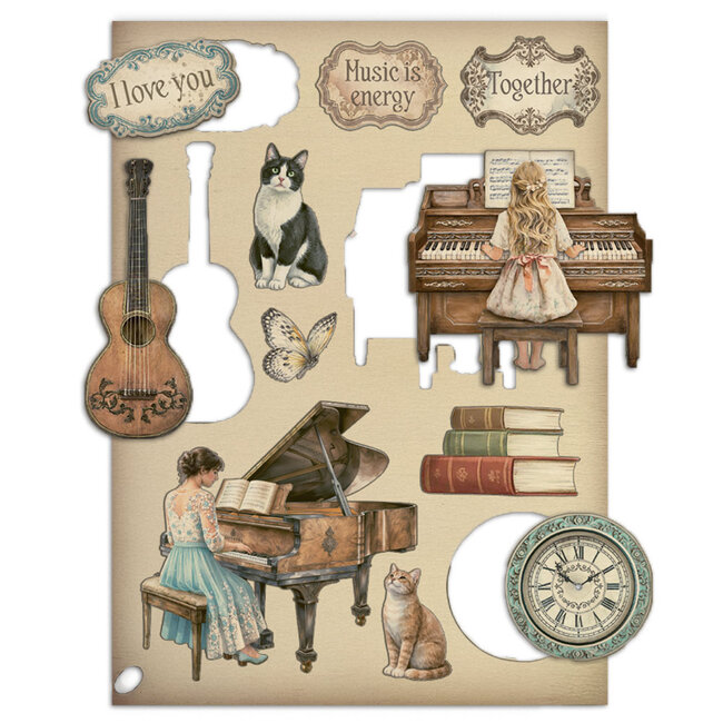 Stamperia Printed decorative Wooden shape for Art and Craft A5 - Symphony