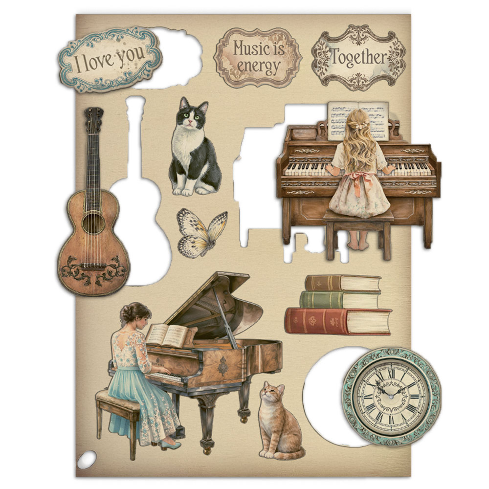 Stamperia Printed decorative Wooden shape for Art and Craft A5 - Symphony