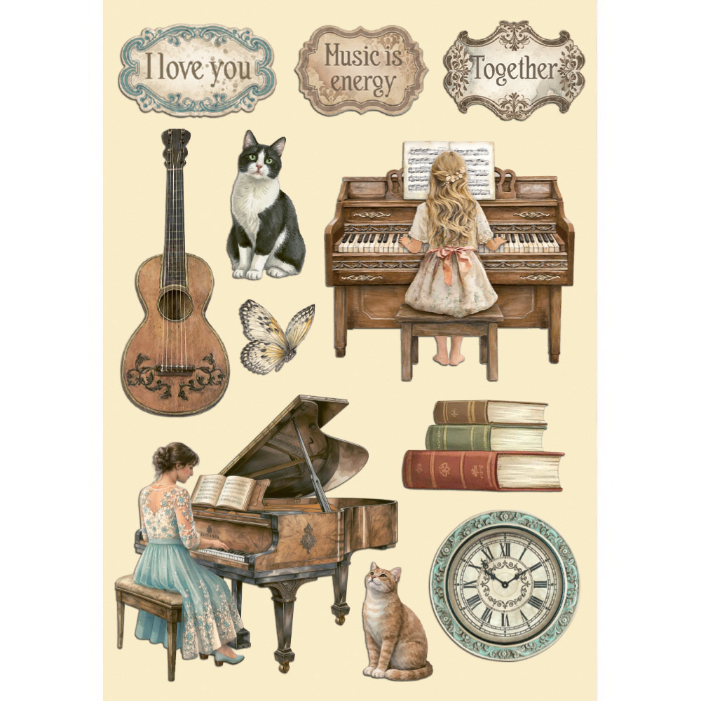 Stamperia Printed decorative Wooden shape for Art and Craft A5 - Symphony
