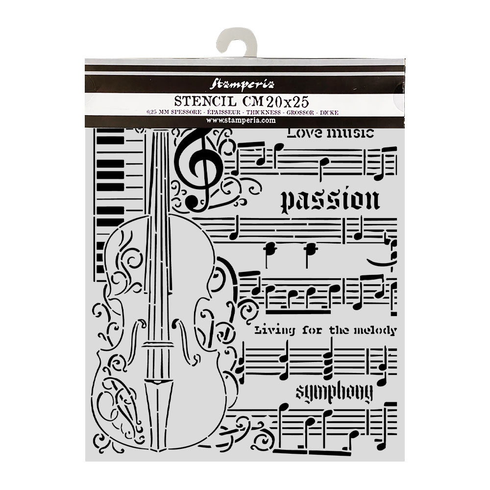Stamperia Cut laser stencil for Art and Craft cm 20X25 - Symphony violin