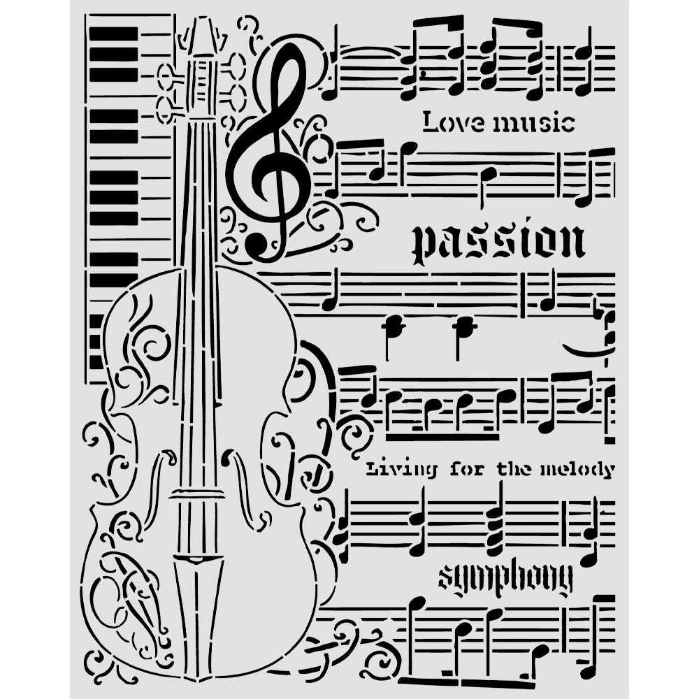 Stamperia Cut laser stencil for Art and Craft cm 20X25 - Symphony violin