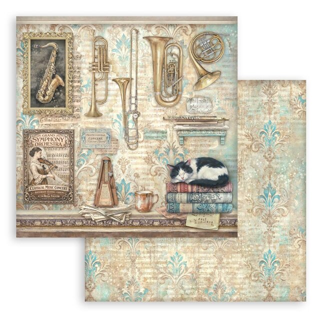 Stamperia Scrapbooking Printed Pad for Art and Craft 10 sheets cm 30,5x30,5 (12"x12") - Symphony