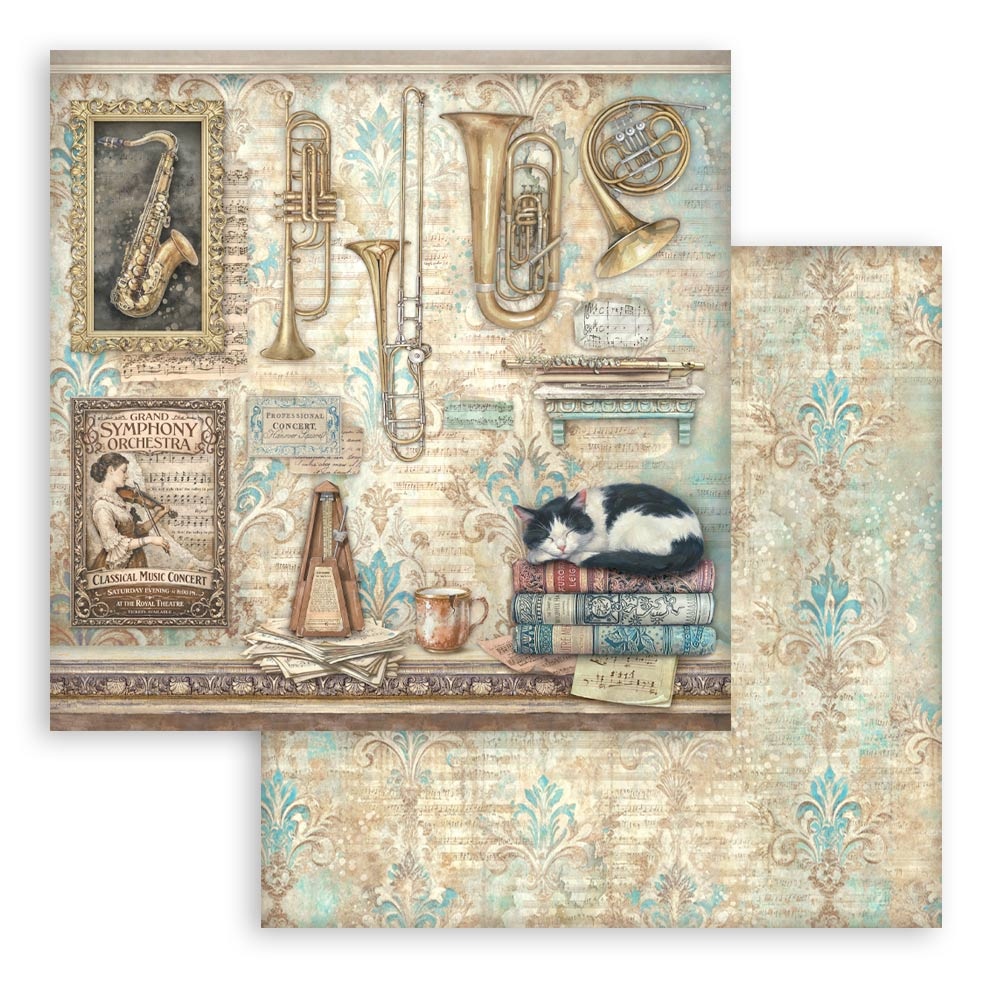 Stamperia Scrapbooking Printed Pad for Art and Craft 10 sheets cm 30,5x30,5 (12"x12") - Symphony
