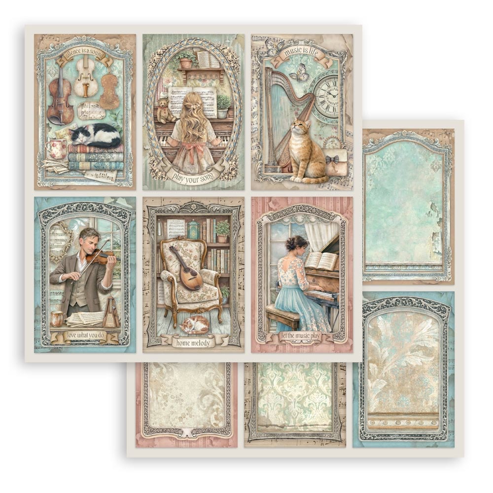 Stamperia Scrapbooking Printed Pad for Art and Craft 10 sheets cm 30,5x30,5 (12"x12") - Symphony