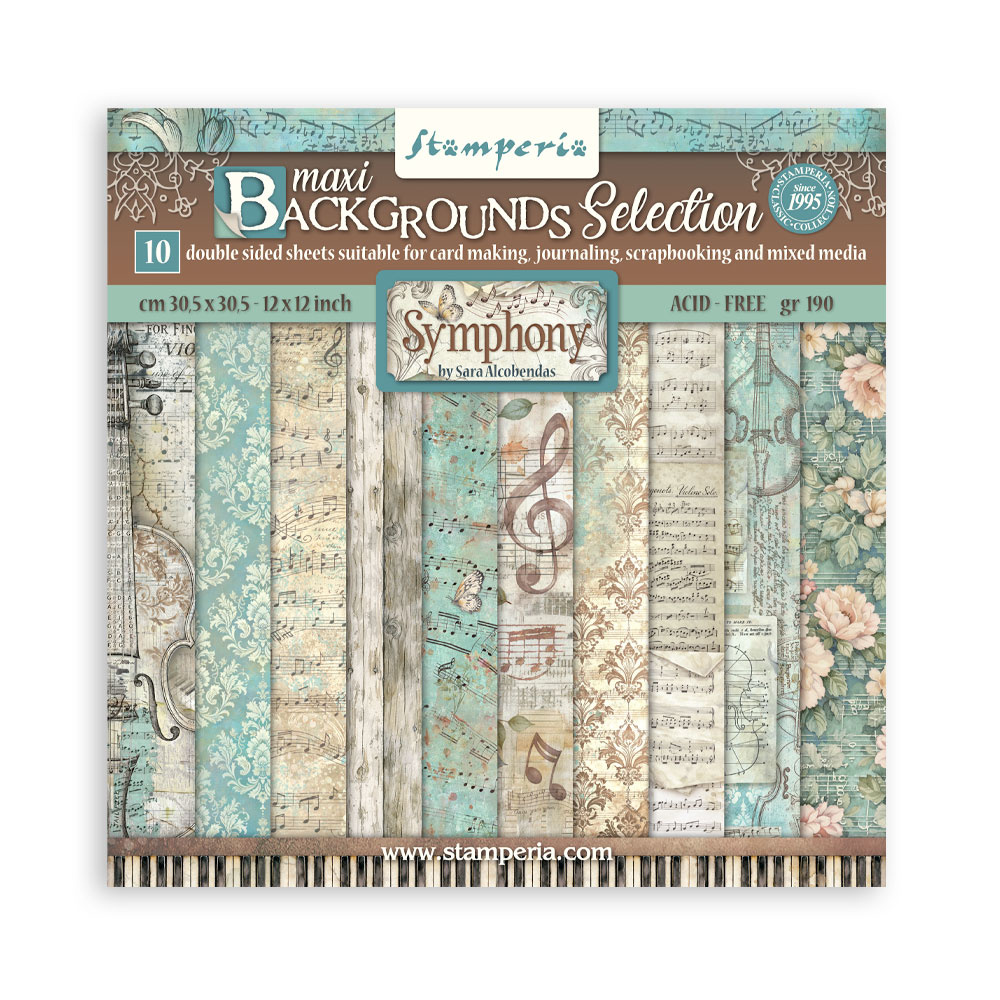 Stamperia Scrapbooking Printed Pad for Art and Craft 10 sheets cm 30,5x30,5 (12"x12") Backgrounds - Symphony