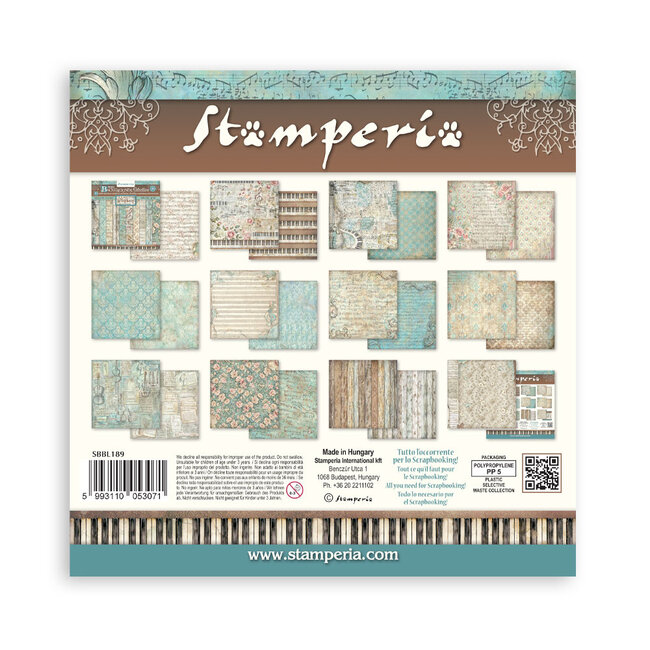 Stamperia Scrapbooking Printed Pad for Art and Craft 10 sheets cm 30,5x30,5 (12"x12") Backgrounds - Symphony