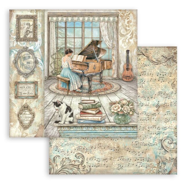 Stamperia Scrapbooking Printed Pad for Art and Craft 10 sheets cm 20,3X20,3 (8"X8") - Symphony