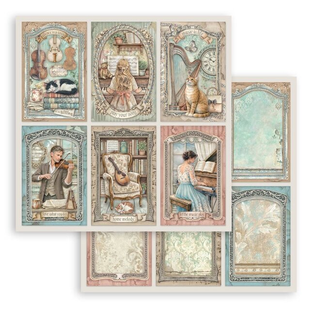 Stamperia Scrapbooking Printed Pad for Art and Craft 10 sheets cm 20,3X20,3 (8"X8") - Symphony