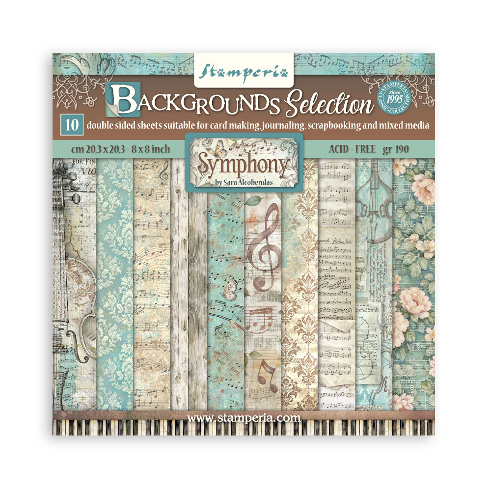 Stamperia Scrapbooking Printed Pad for Art and Craft 10 sheets cm 20,3X20,3 (8"X8") Backgrounds Symphony