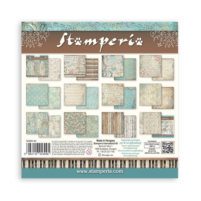 Stamperia Scrapbooking Printed Pad for Art and Craft 10 sheets cm 20,3X20,3 (8"X8") Backgrounds Symphony