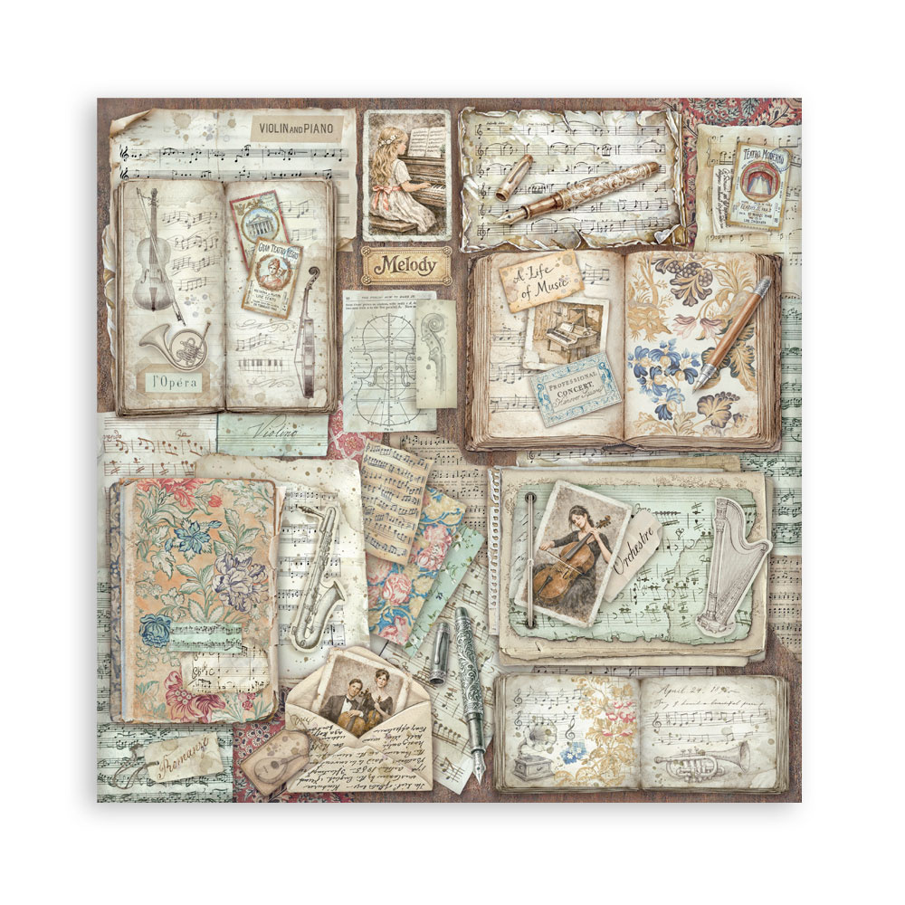 Stamperia Scrapbooking Printed Pad for Art and Craft 22 sheets cm 20,3X20,3 (8"X8") Single Face Symphony