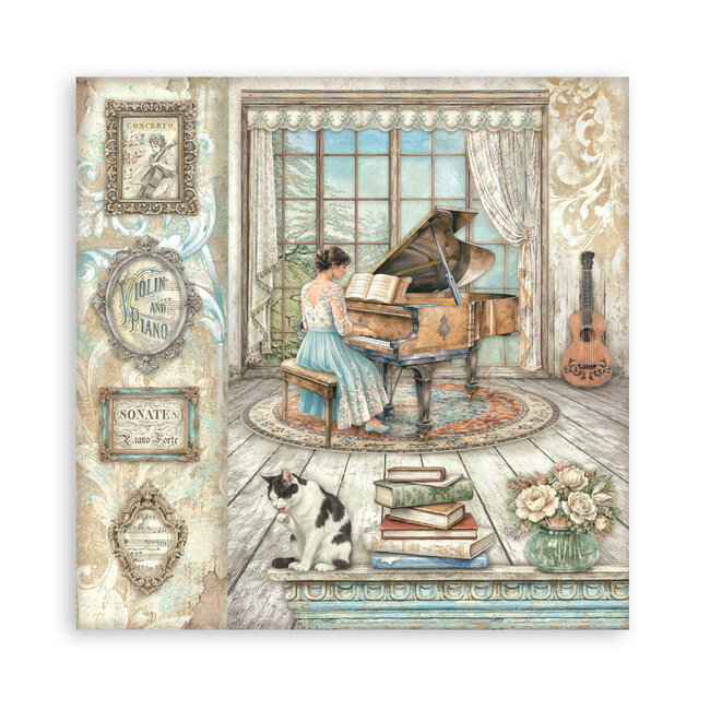 Stamperia Scrapbooking Printed Pad for Art and Craft 22 sheets cm 20,3X20,3 (8"X8") Single Face Symphony