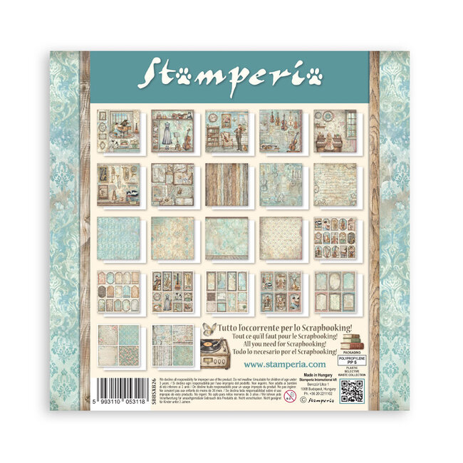 Stamperia Scrapbooking Printed Pad for Art and Craft 22 sheets cm 20,3X20,3 (8"X8") Single Face Symphony