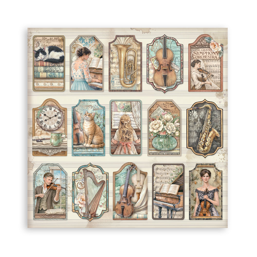 Stamperia Scrapbooking Printed Pad for Art and Craft 22 sheets cm 30,5x30,5 (12"x12") Single face - Symphony