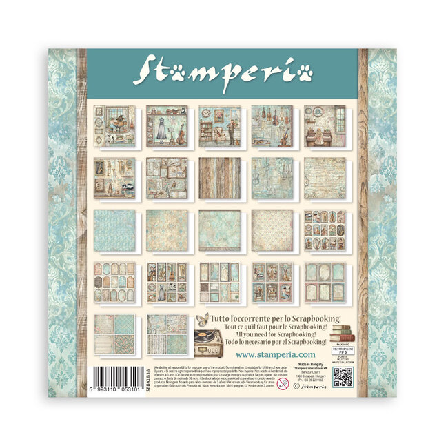 Stamperia Scrapbooking Printed Pad for Art and Craft 22 sheets cm 30,5x30,5 (12"x12") Single face - Symphony