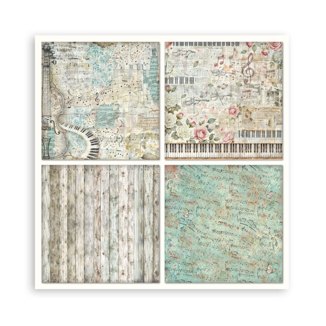 Stamperia Scrapbooking Printed Pad for Art and Craft 22 sheets cm 30,5x30,5 (12"x12") Single face - Symphony