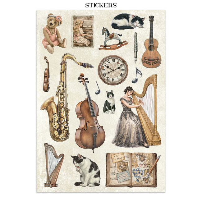 Stamperia Printed Art Junk journal: stickers, cut-outs, backgrounds for Art and Craft - Symphony