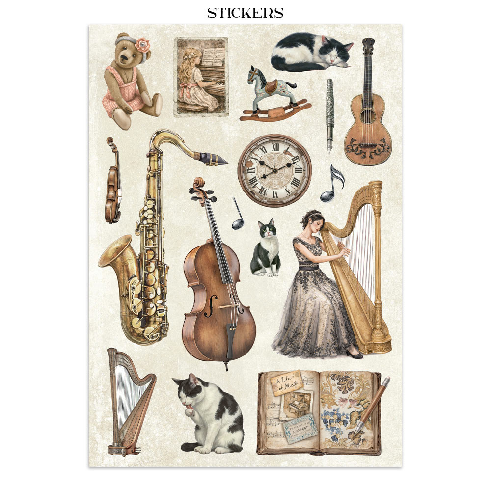 Stamperia Printed Art Junk journal: stickers, cut-outs, backgrounds for Art and Craft - Symphony