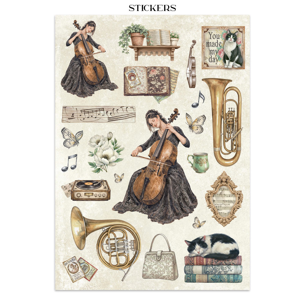 Stamperia Printed Art Junk journal: stickers, cut-outs, backgrounds for Art and Craft - Symphony