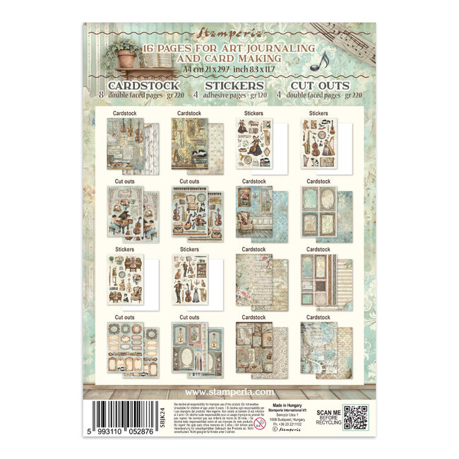 Stamperia Printed Art Junk journal: stickers, cut-outs, backgrounds for Art and Craft - Symphony