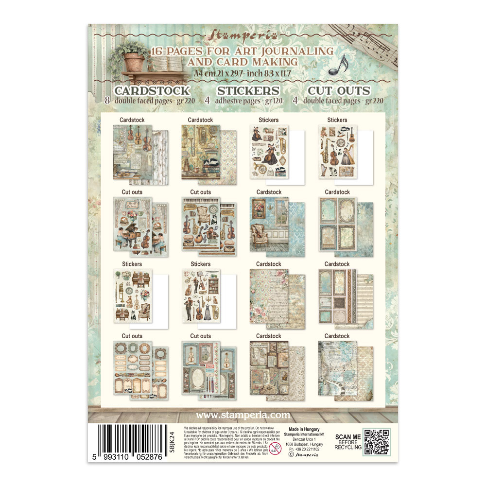 Stamperia Printed Art Junk journal: stickers, cut-outs, backgrounds for Art and Craft - Symphony