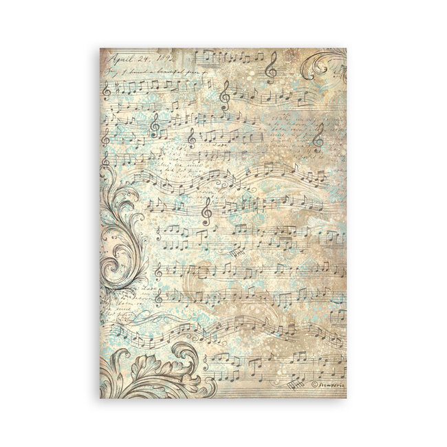 Stamperia Printed Washi pad for Art and Craft A5 8 sheets - Symphony