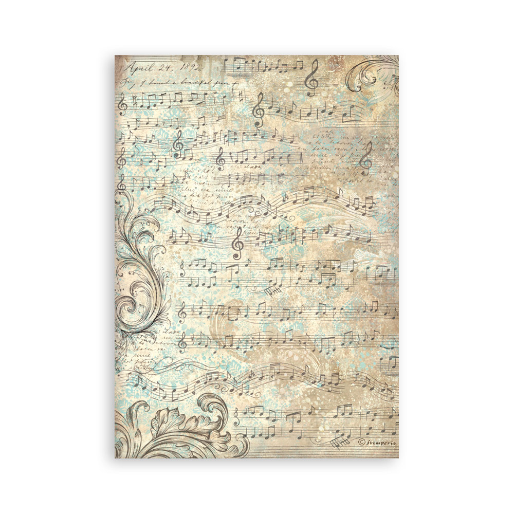 Stamperia Printed Washi pad for Art and Craft A5 8 sheets - Symphony