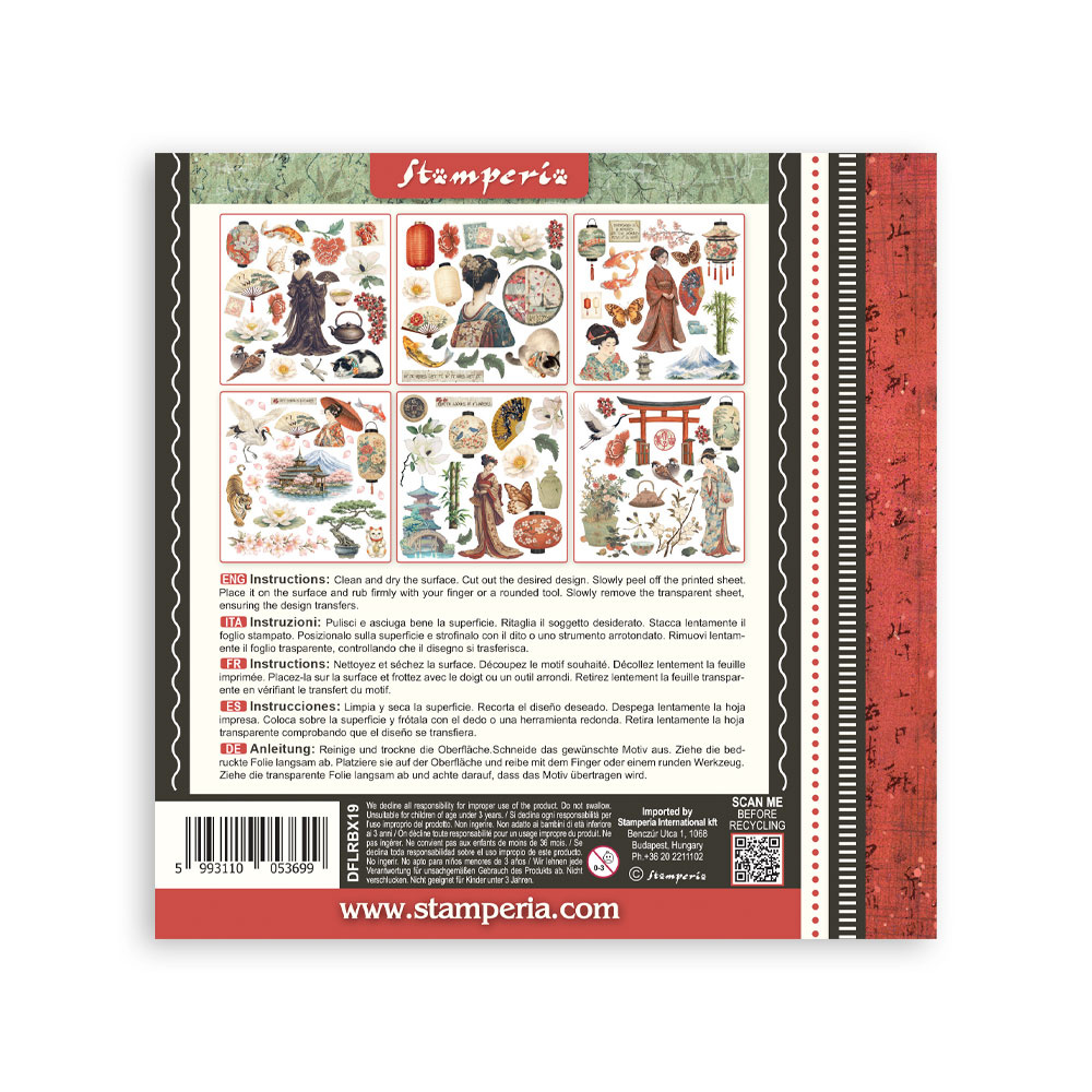 Stamperia Printed Decorative Rub on kit for Art and Craft cm 15,5x15,5 - Oriental Garden