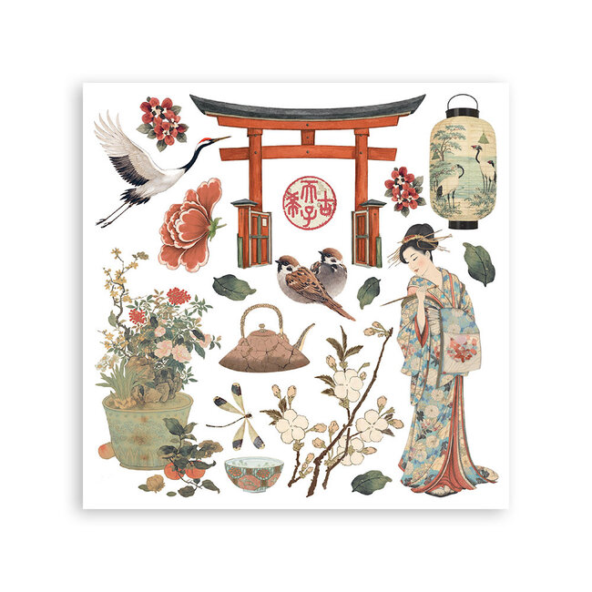 Stamperia Printed Decorative Rub on kit for Art and Craft cm 15,5x15,5 - Oriental Garden