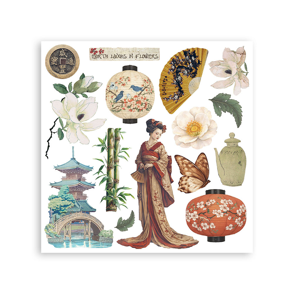Stamperia Printed Decorative Rub on kit for Art and Craft cm 15,5x15,5 - Oriental Garden