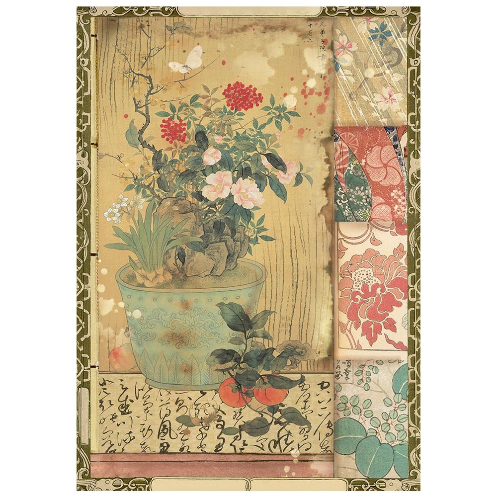 Stamperia Printed Mini Rice paper A6 8 sheets for Art and Craft - Oriental Garden