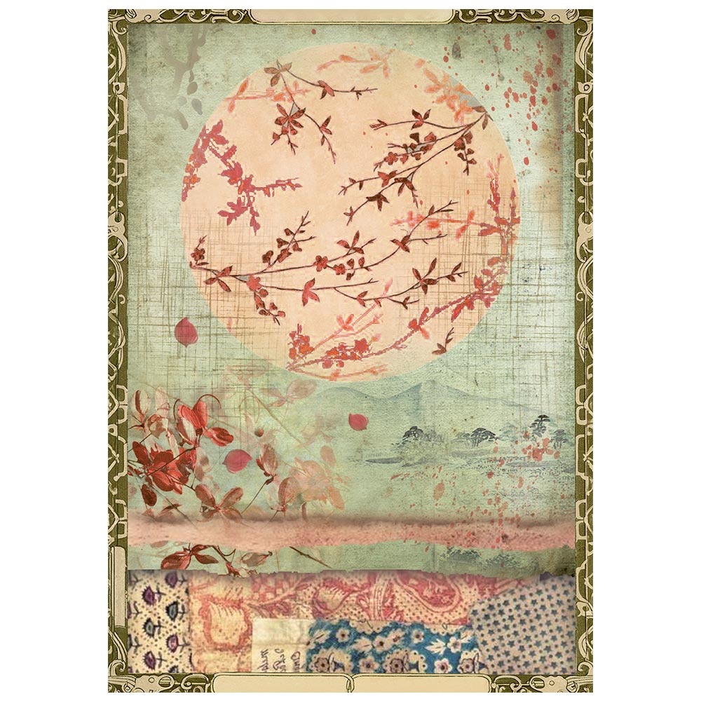 Stamperia Printed Mini Rice paper A6 8 sheets for Art and Craft - Oriental Garden