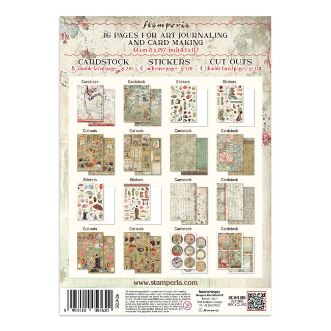 Stamperia Printed Art Junk journal: stickers, cut-outs, backgrounds for Art and Craft - Oriental Garden