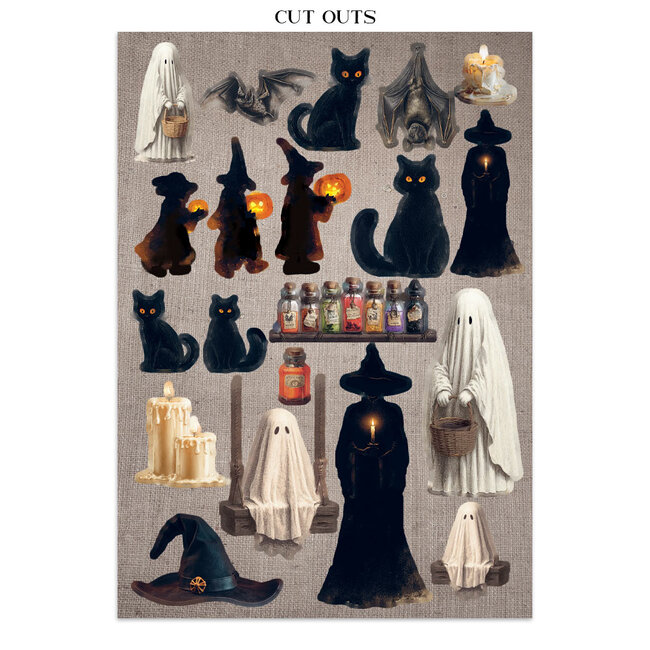 Stamperia Printed Art Junk journal: stickers, cut-outs, backgrounds for Art and Craft - Halloween