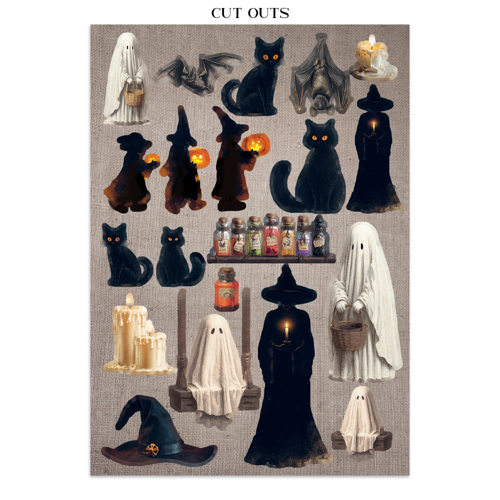 Stamperia Printed Art Junk journal: stickers, cut-outs, backgrounds for Art and Craft - Halloween