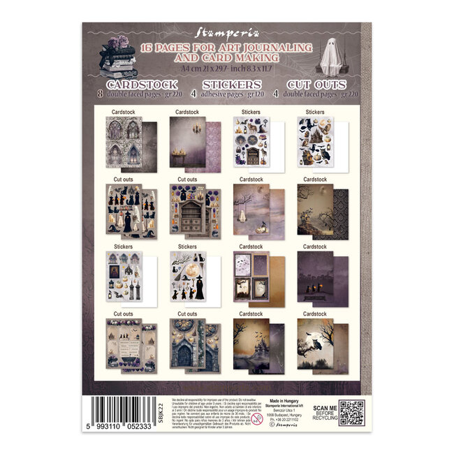 Stamperia Printed Art Junk journal: stickers, cut-outs, backgrounds for Art and Craft - Halloween