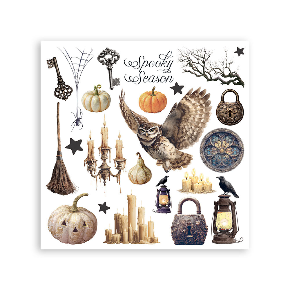 Stamperia Printed Decorative Rub on kit for Art and Craft cm 15,5x15,5 - Halloween