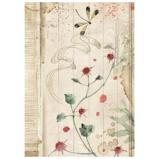 Stamperia Printed 8 Rice paper A6 backgrounds selection for Art and Craft - Oriental Garden
