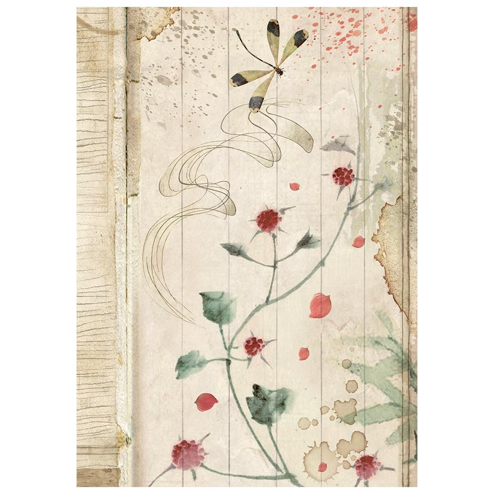 Stamperia Printed 8 Rice paper A6 backgrounds selection for Art and Craft - Oriental Garden