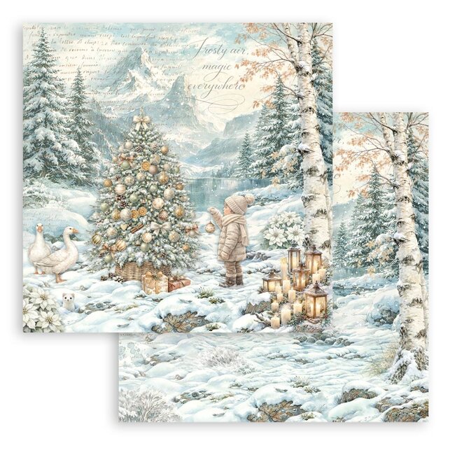 Stamperia Scrapbooking Printed Pad for Art and Craft 10 sheets cm 30,5x30,5 (12"x12") - White Christmas