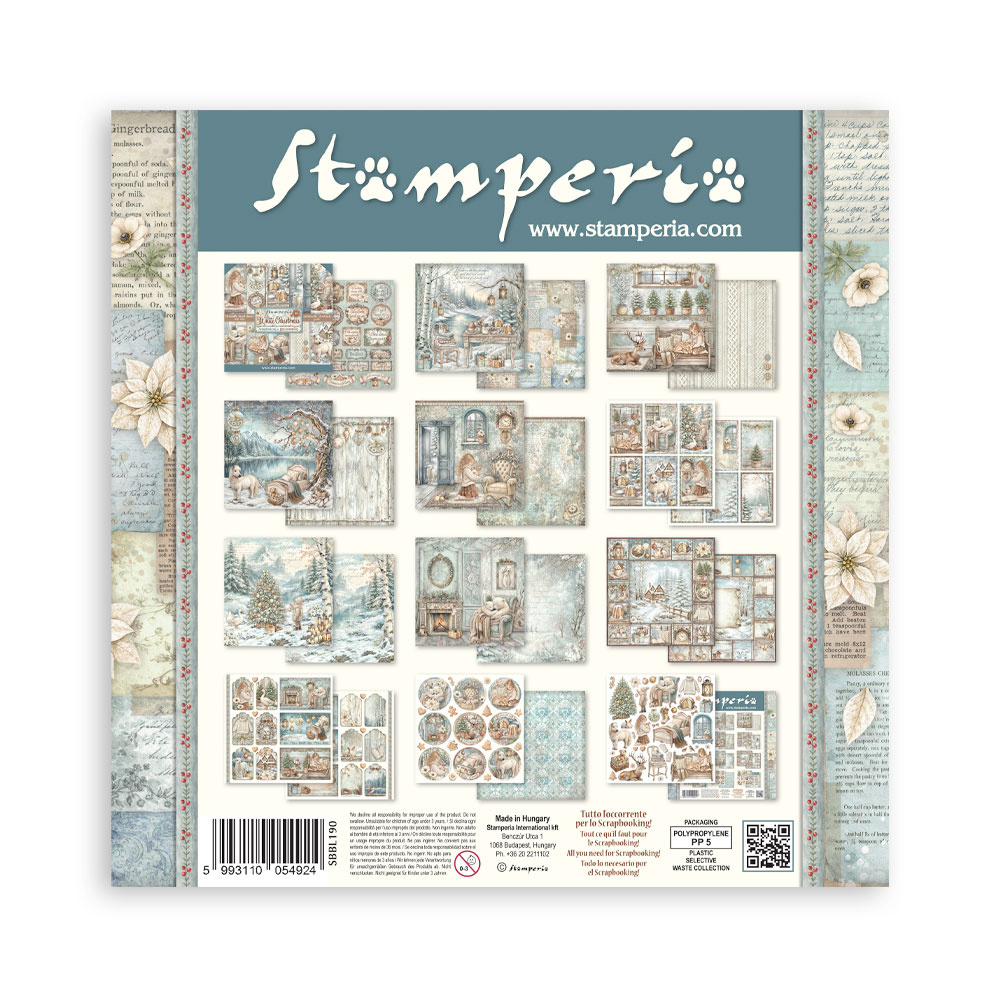 Stamperia Scrapbooking Printed Pad for Art and Craft 10 sheets cm 30,5x30,5 (12"x12") - White Christmas