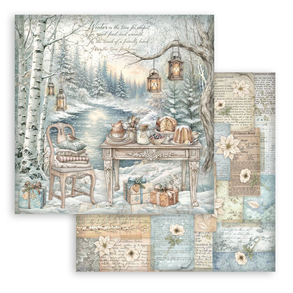 Stamperia Scrapbooking Printed Pad for Art and Craft 10 sheets cm 20,3X20,3 (8"X8") - White Christmas