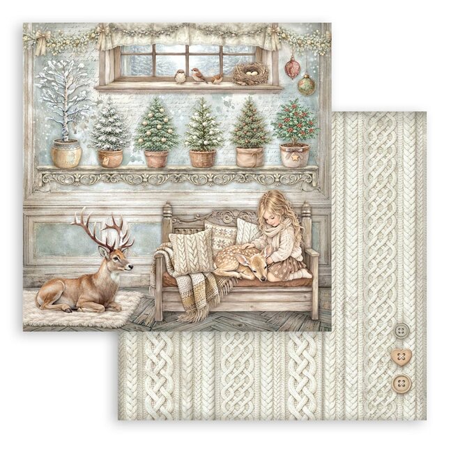 Stamperia Scrapbooking Printed Pad for Art and Craft 10 sheets cm 20,3X20,3 (8"X8") - White Christmas