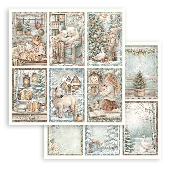 Stamperia Scrapbooking Printed Pad for Art and Craft 10 sheets cm 20,3X20,3 (8"X8") - White Christmas