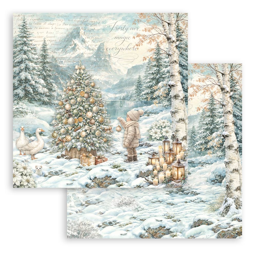 Stamperia Scrapbooking Printed Pad for Art and Craft 10 sheets cm 20,3X20,3 (8"X8") - White Christmas