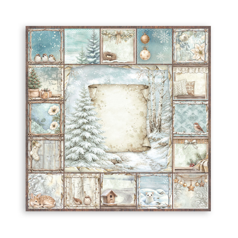 Stamperia Scrapbooking Printed Pad for Art and Craft 22 sheets cm 30,5x30,5 (12"x12") Single face - White Christmas