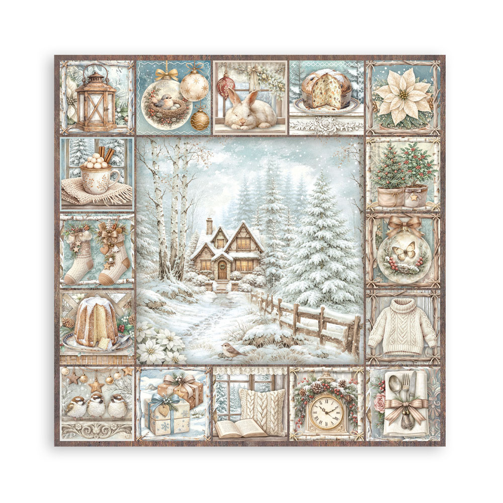Stamperia Scrapbooking Printed Pad for Art and Craft 22 sheets cm 30,5x30,5 (12"x12") Single face - White Christmas